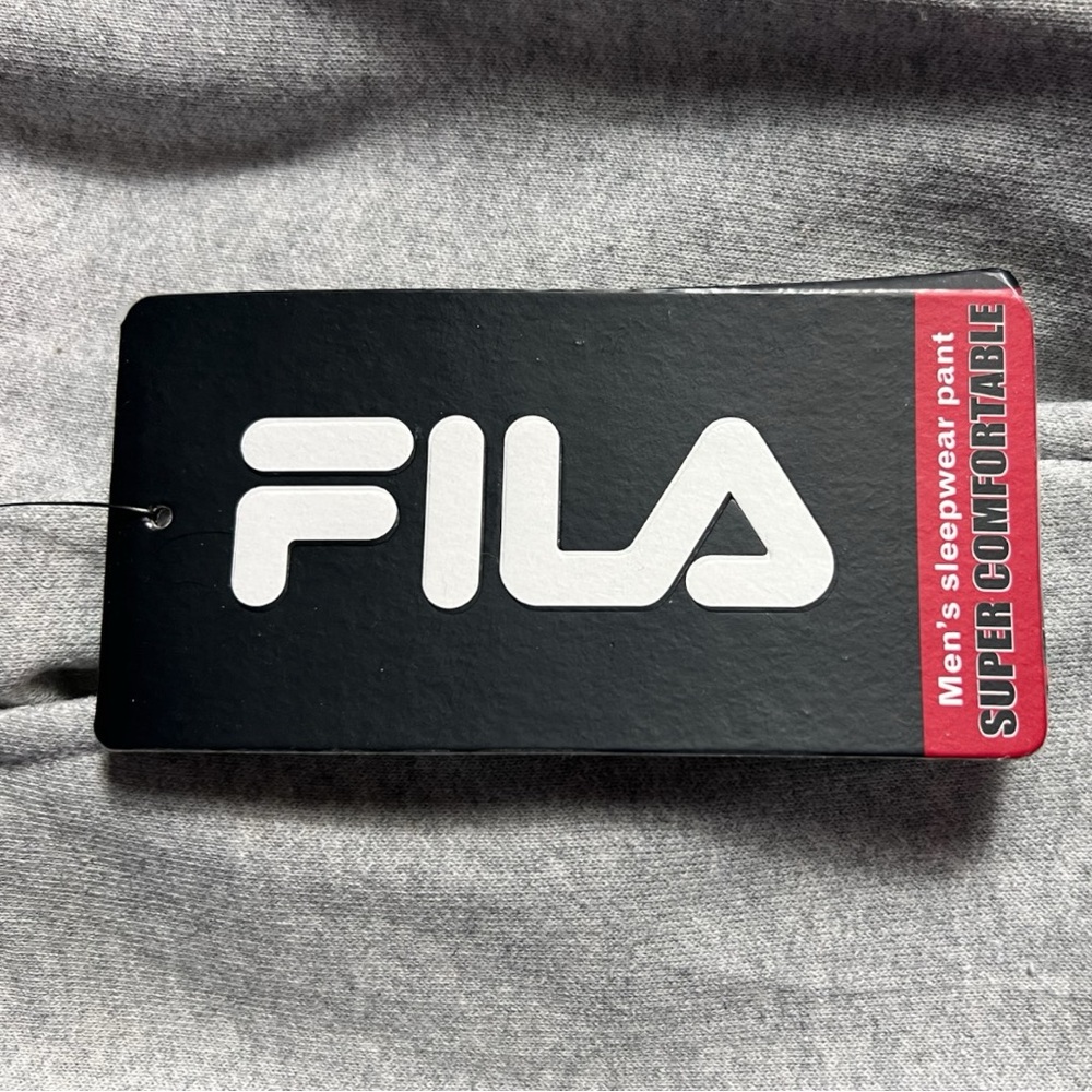 NWT Fila Men’s XL Sleepwear Jogger Pants Gray Logo Lounge Drawstring - Picture 4 of 10